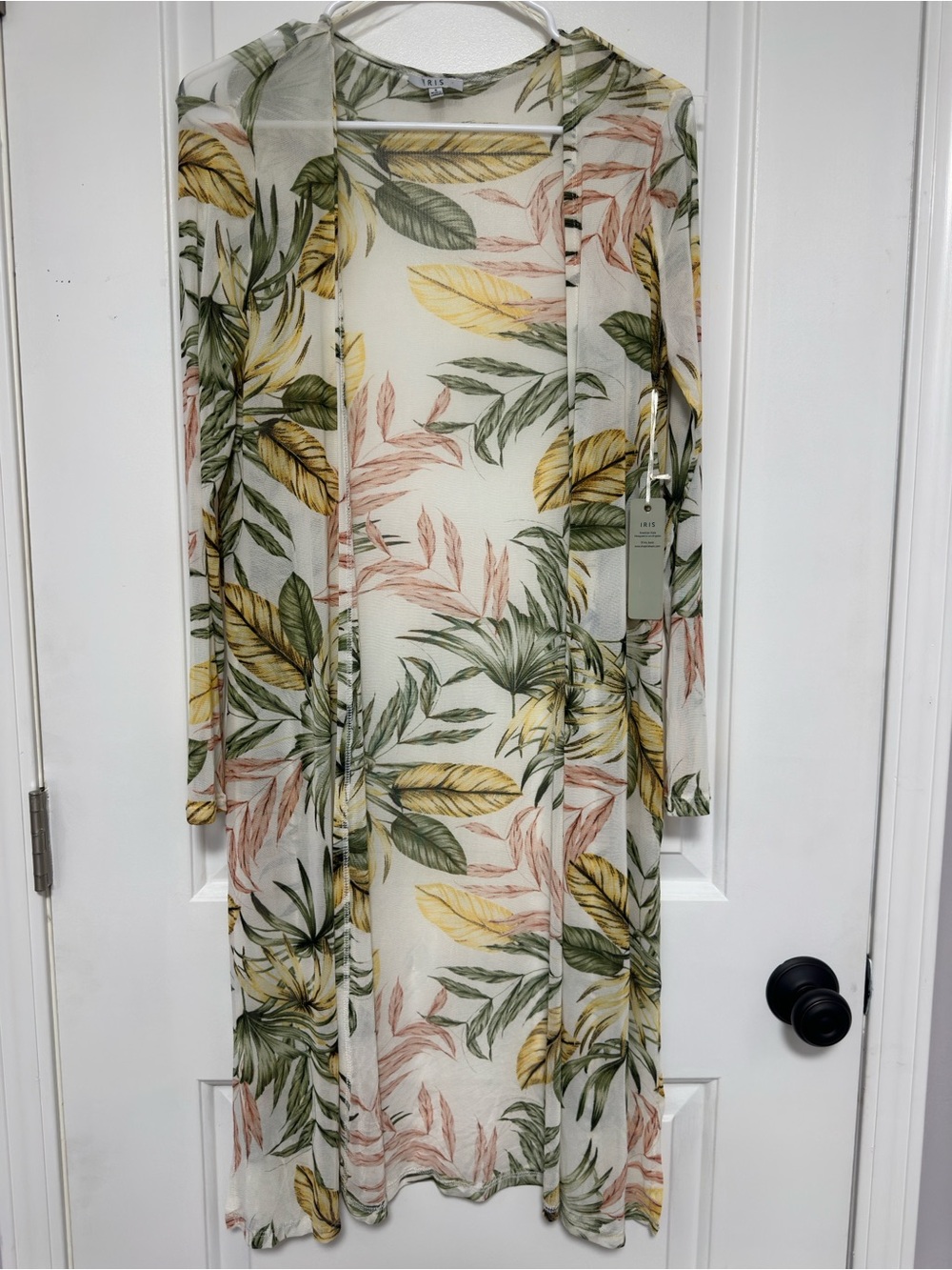 Iris Lightweight Tropical Print Duster Dress - White/Green/Yellow